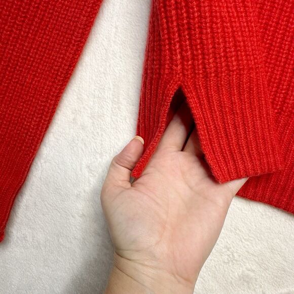 MADEWELL Calloway Boatneck Ribbed Wool Sweater Oversized Buttons Enamel Red Sz S - Picture 6 of 9